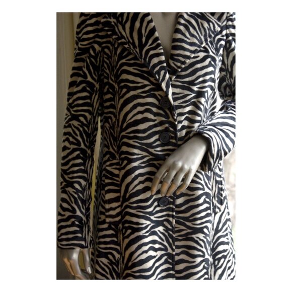 Vintage Betsey Johnson Striped Faux Fur Coat SZ 2 - Small - Picture 1 of 12